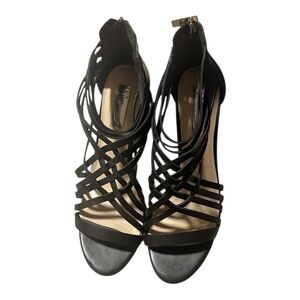 Black Strappy Leather Sandals—New! Size 10.5